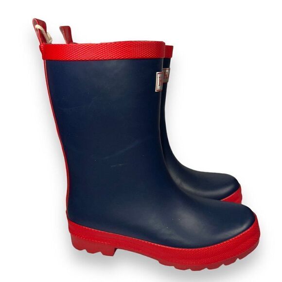 Hatley Navy & Red Rain Matte Boots RB0NAVY307 Youth 13 - Picture 4 of 10